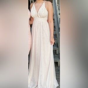 Cream Pleated Gown for Weddings or Prom